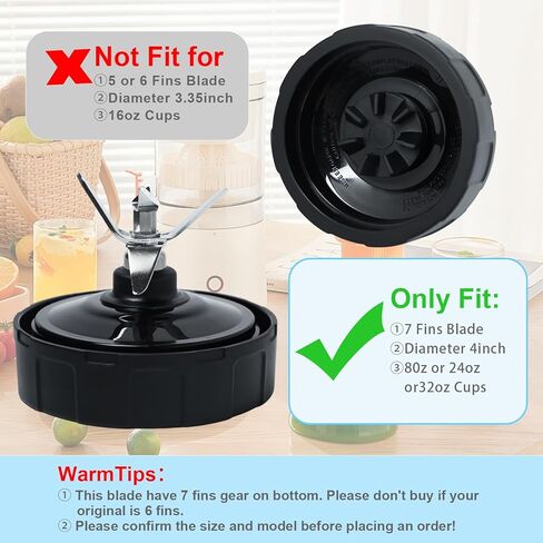7 Fins Blender Blade Replacement Parts Compatible with Nutri Ninja Blender Accessories, 7 Fins Blender Replacement Parts for BL480 BL480D BL481 BL482 BL486CO BL487 BL487A BL682 BL487 BL2013 in Saudi Arabia