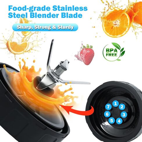 7 Fins Blender Blade Replacement Parts Compatible with Nutri Ninja Blender Accessories, 7 Fins Blender Replacement Parts for BL480 BL480D BL481 BL482 BL486CO BL487 BL487A BL682 BL487 BL2013 in Saudi Arabia