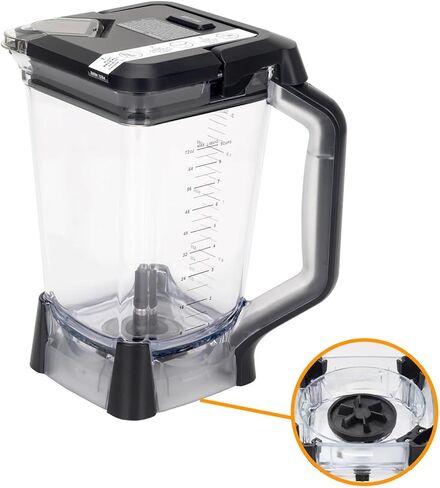 إبريق مزج XL سعة 72oz مع غطاء علوي متوافق مع Ninja BL610، BL710WM، BL710WMC، CO610B، CO650B، CT610 in Saudi Arabia