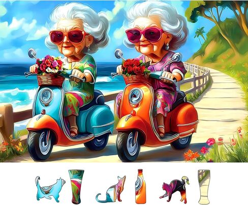 500 Pieces Puzzles for Adults, Fun Grandma Friendship Impossible Hard Difficult Challenging Puzzles for Adults, Summer Beach Ride Jigsaw Puzzle for Family Games Gift, 23 x 25 inch in Kuwait