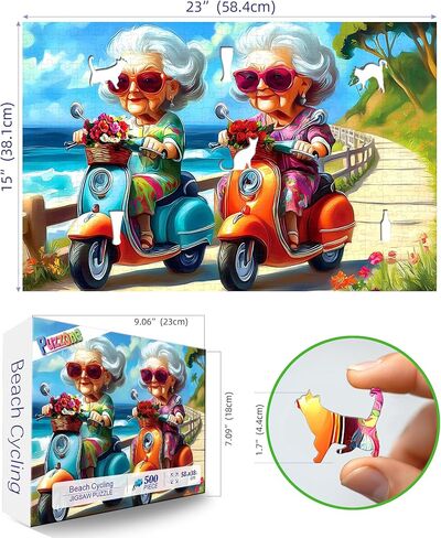 500 Pieces Puzzles for Adults, Fun Grandma Friendship Impossible Hard Difficult Challenging Puzzles for Adults, Summer Beach Ride Jigsaw Puzzle for Family Games Gift, 23 x 25 inch in Kuwait