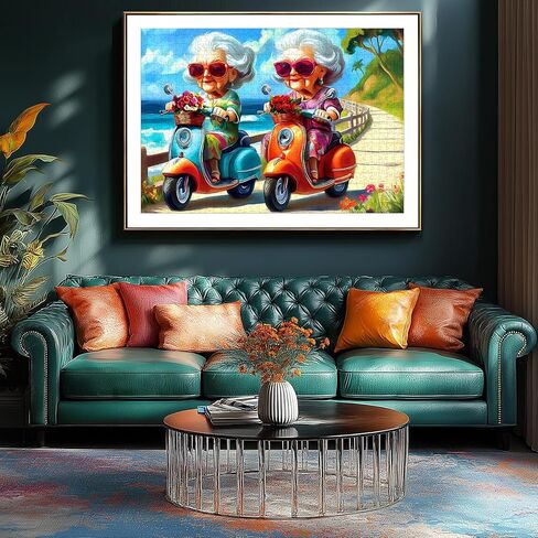 500 Pieces Puzzles for Adults, Fun Grandma Friendship Impossible Hard Difficult Challenging Puzzles for Adults, Summer Beach Ride Jigsaw Puzzle for Family Games Gift, 23 x 25 inch in Kuwait