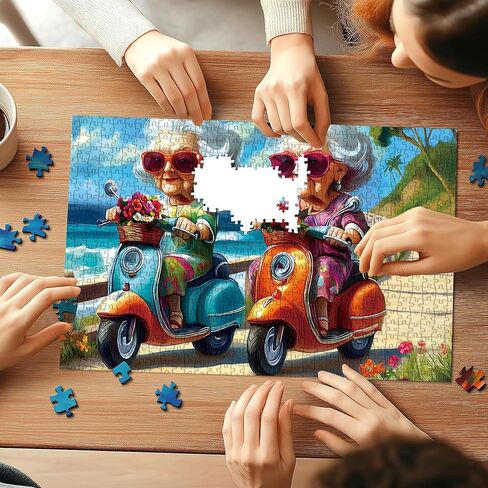 500 Pieces Puzzles for Adults, Fun Grandma Friendship Impossible Hard Difficult Challenging Puzzles for Adults, Summer Beach Ride Jigsaw Puzzle for Family Games Gift, 23 x 25 inch in Kuwait