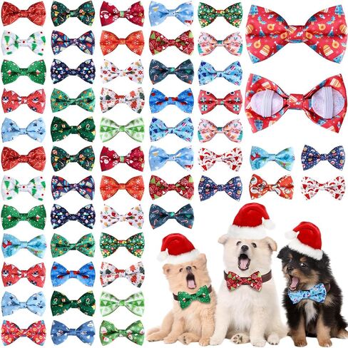 Reginary 50 Pieces Easter Dog Bow Ties Pet Collar Bow Puppy Collar Attachment with Rubber Bands for Small Medium Cat Pet Grooming Charms Accessories Wedding Birthday Occasion in Saudi Arabia