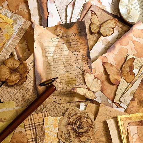 100 Sheets Vintage Scrapbook Papers Journaling Scrapbooking Supplies Kit junk journal supplies Decorative Craft Paper for Planner, Collage Paper Embellishment in Saudi Arabia