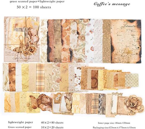 100 Sheets Vintage Scrapbook Papers Journaling Scrapbooking Supplies Kit junk journal supplies Decorative Craft Paper for Planner, Collage Paper Embellishment in Saudi Arabia