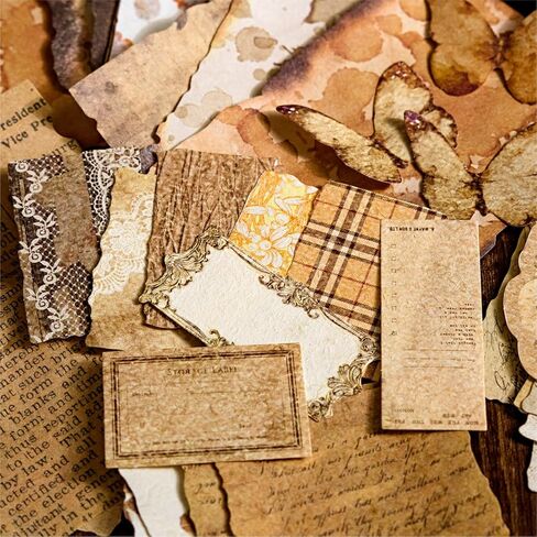 100 Sheets Vintage Scrapbook Papers Journaling Scrapbooking Supplies Kit junk journal supplies Decorative Craft Paper for Planner, Collage Paper Embellishment in Saudi Arabia
