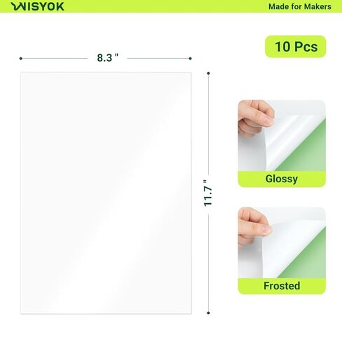 WISYOK 10Pcs Shrinky Dink Sheets, Printable Shrinking Plastic Sheets for DIY, Keychains, Crafts, Ornament and Gifts, Inkjet Only, 8.3X11.7inch, White in Saudi Arabia