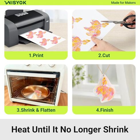WISYOK 10Pcs Shrinky Dink Sheets, Printable Shrinking Plastic Sheets for DIY, Keychains, Crafts, Ornament and Gifts, Inkjet Only, 8.3X11.7inch, White in Saudi Arabia
