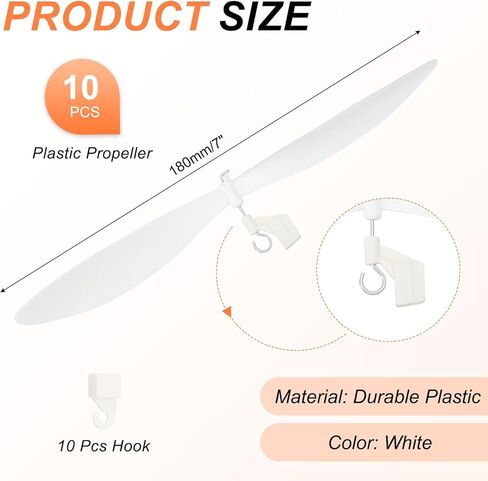 MECCANIXITY Plastic Propeller, Propeller Props Blade with Hooks Helicopter Kit 7" Fold Resistant for STEM Activities Powered Airplanes DIY Science(White, Pack of 10) in Saudi Arabia