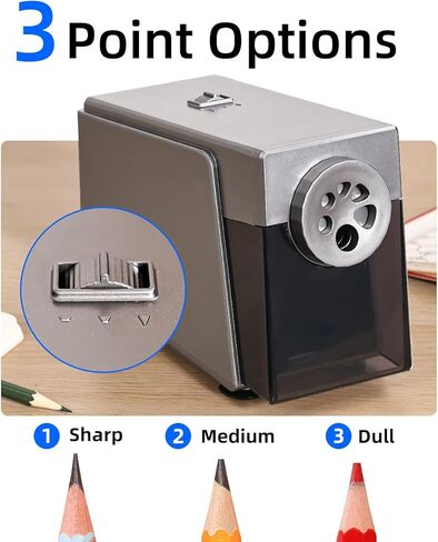 ZMOL Heavy Duty Electric Pencil Sharpener, 6-Hole Classroom Pencil Sharpener for 6-12mm No.2 & Colored Pencils, Auto Stop, 3 Sharpness Settings, Replaceable Cutter, AC Powered, Black in Saudi Arabia