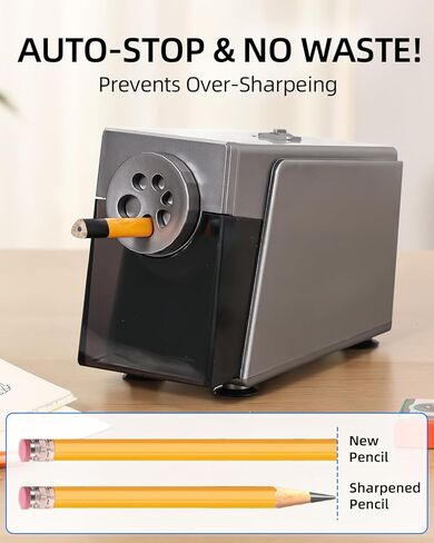ZMOL Heavy Duty Electric Pencil Sharpener, 6-Hole Classroom Pencil Sharpener for 6-12mm No.2 & Colored Pencils, Auto Stop, 3 Sharpness Settings, Replaceable Cutter, AC Powered, Black in Saudi Arabia