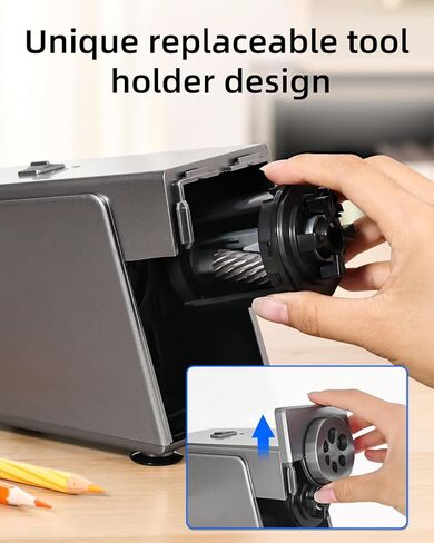 ZMOL Heavy Duty Electric Pencil Sharpener, 6-Hole Classroom Pencil Sharpener for 6-12mm No.2 & Colored Pencils, Auto Stop, 3 Sharpness Settings, Replaceable Cutter, AC Powered, Black in Saudi Arabia