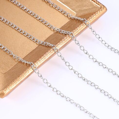 HJZHII 30 Foots Small Chain, Stainless Steel Curb Chains Extender Chain Extender for Jewelry Making Handcraft Chains for Keychain Roll Craft Supplies Soldered 4 x 3 x 0.6 MM Metal Links for DIY in Saudi Arabia