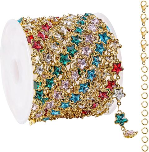 UMAOKANG 2 Yard Colorful Heart Chain for Jewelry Making Gold Plated Stainless Steel Craft Chain Necklace Bracelet DIY Supplies in Saudi Arabia