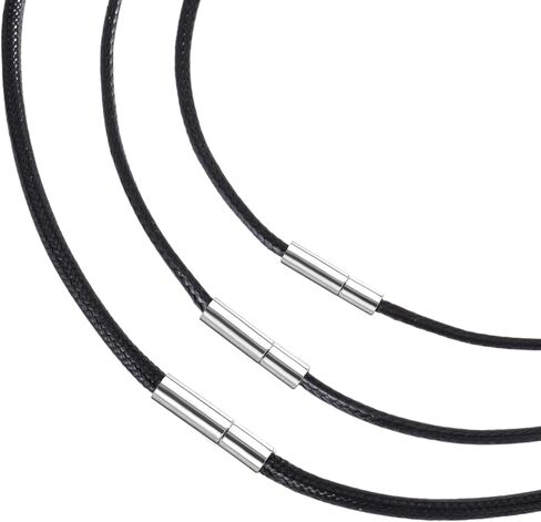 3 Pcs Black Necklace Cord, 1.5mm/2mm/3mm Leather Necklace Cord, Necklace Cord With Clasp, Leather Necklace for Women, Mens, Jewelry Making (18 inches) in Saudi Arabia