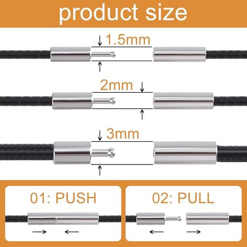 3 Pcs Black Necklace Cord, 1.5mm/2mm/3mm Leather Necklace Cord, Necklace Cord With Clasp, Leather Necklace for Women, Mens, Jewelry Making (18 inches) in Saudi Arabia
