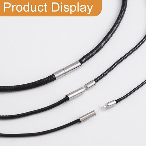 3 Pcs Black Necklace Cord, 1.5mm/2mm/3mm Leather Necklace Cord, Necklace Cord With Clasp, Leather Necklace for Women, Mens, Jewelry Making (18 inches) in Saudi Arabia