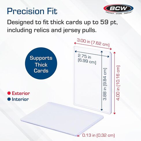 BCW 59 PT Thick Card Top Loaders | Protective Thick Toploaders for Trading Cards Up to 59PT | Rigid Card Toploader for Memorabilia & Collectibles | 25 Pack in Saudi Arabia