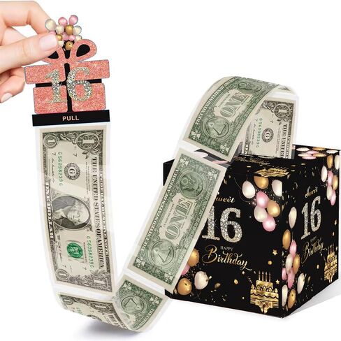 Happy 16th Birthday Money Box Pink Gold Surprise Cash Gift Set in Saudi Arabia