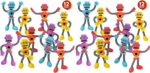 ArtCreativity Bendable Robot Figures, Set of 12 Flexible Men, Birthday Party Favors for Boys and Girls, Stress Relief Fidget Toys for Kids and Adults, Goody Bag Stuffers, Piñata Fillers in Kuwait