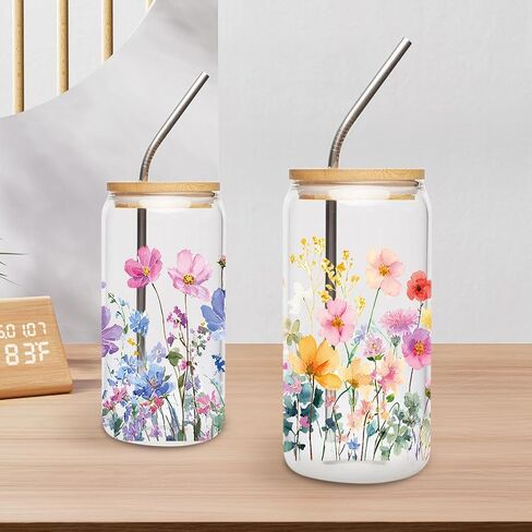 UV DTF Cup Wrap - 10 Sheet Flower UV DTF Transfer Stickers, Floral Flower Wraps for Glass, Botanical Waterproof Decals, DIY Crafts for Nature Lovers Gardeners in Saudi Arabia