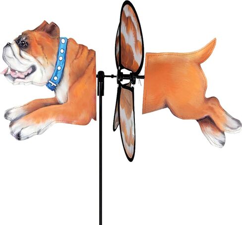 Premier Kites Petite Spinner Bulldog – Whimsical Wind Spinner for Yard & Garden, Durable Weather-Resistant Fabric, Easy to Assemble, Outdoor Decor for Patios, Lawns, & Fairy Lovers in Saudi Arabia