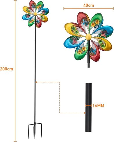 JAXPETY Windmill for Yard, Wind Spinner with 360°Rotation and Ground Stakes for Garden, Colorful (Rainbow) in Saudi Arabia