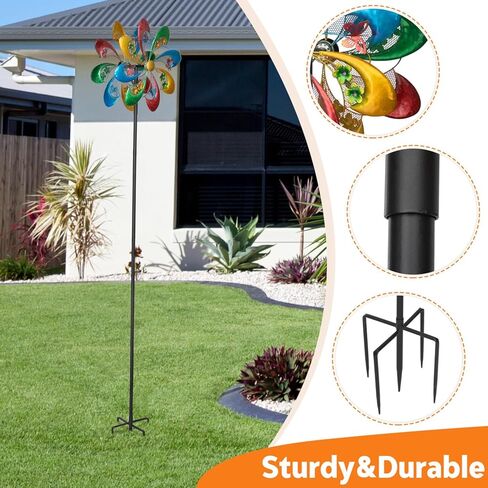 JAXPETY Windmill for Yard, Wind Spinner with 360°Rotation and Ground Stakes for Garden, Colorful (Rainbow) in Saudi Arabia