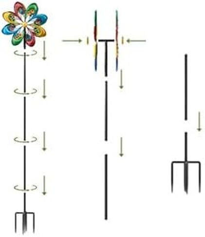 JAXPETY Windmill for Yard, Wind Spinner with 360°Rotation and Ground Stakes for Garden, Colorful (Rainbow) in Saudi Arabia