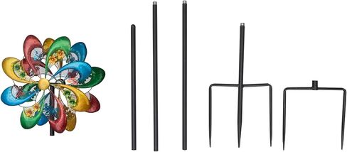 JAXPETY Windmill for Yard, Wind Spinner with 360°Rotation and Ground Stakes for Garden, Colorful (Rainbow) in Saudi Arabia