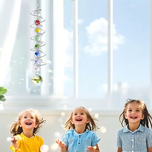 10.4 Inch Rainbow Crystal Sun Catcher – Handmade Hexagonal Prism Wind Spinner for Garden, Patio & Home Decor (Transparent) in Saudi Arabia