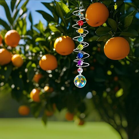 10.4 Inch Rainbow Crystal Sun Catcher – Handmade Hexagonal Prism Wind Spinner for Garden, Patio & Home Decor (Transparent) in Saudi Arabia