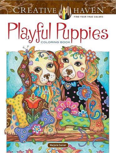 Creative Haven Playful Puppies Coloring Book: Relax & Find Your True Colors (Adult Coloring Books: Pets) in Saudi Arabia