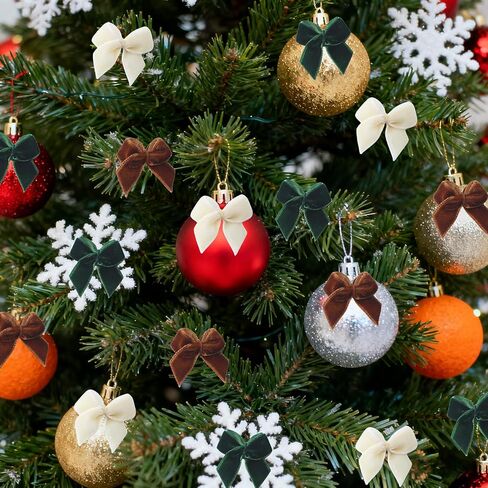 أقواس عيد الميلاد المخملية الصغيرة لتغليف الهدايا، 90 قطعة من الأقواس الصغيرة للحرف اليدوية، أقواس صغيرة لتزيين الشجرة، لوازم حرفية صغيرة للزينة في العطلات، زخارف (90 قطعة) in Kuwait