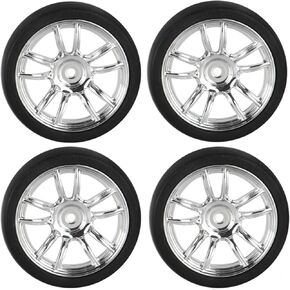 4 قطع إطارات عجلات سيارة لعبة سوداء، 48 مم محاكاة الإطارات المطاطية نموذج قطع غيار سهلة التركيب صغيرة الحجم، إطارات قطع غيار المركبات التي يتم التحكم فيها عن بعد والتطبيق in Kuwait