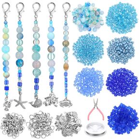 Suncalla 129 Pcs Ocean Theme Keychain Making Kit DIY Beach Keychain Antique Silver Sea Animal Charm Copper Wire Lobster Clasp Bead Jump Ring Plier DIY Craft Jewelry Making Party Favor Gift in Kuwait