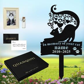 حصة تذكارية منقوشة على شكل قطة - هدية مخصصة لعلامة قبر الحيوانات الأليفة من القلب in Kuwait