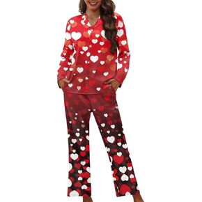 Womens Pajamas Set Button Down 2 Piece Pjs Long Sleeve Sleepwear with Pockets Comfortable Lounge Sets XS-4XL in Kuwait