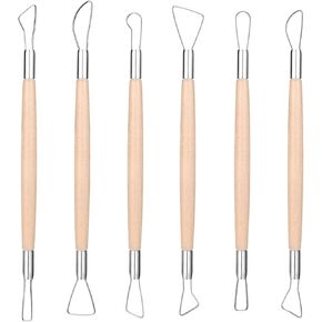 6 Pcs Clay Sculpting Tools, Wire Loop Sculpture Tools, Double Head Wooden Handle Clay Carving Tools Set, Clay Sculpting Tools for Beginner Level Pottery and Smoothing, Cleaning, Carving, Shaping in Saudi Arabia