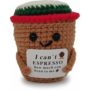 Handmade Crochet Coffee Cup Desk Decor Positive Birthday Gifts for Women Men Coffee Lover Present for Best Friend Girlfriend Couple Wife Husband on Anniversary Thank You Occasions (red+green) in Saudi Arabia