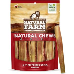 عصا الفتوة من ناتشورال فارم، 10-12 بوصة (12 عبوة) - أفضل بديل لعصا الفتوة، 100% خدود لحم البقر الطبيعي للكلاب - نسبة عالية من البروتين، تنظف الأسنان، مضغ لحم البقر طويل الأمد لجميع أحجام الكلاب in Kuwait