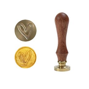 1 Pack 3.54in Vintage Wax Seal Stamp, Brass Head Pear Wood Handle Sealing Stamp, Traditional Initial Stamps for Wedding Invitations/Gifts（Heart） in Kuwait
