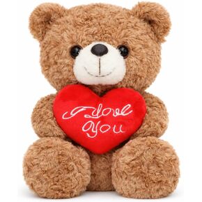 لعبة تيدي بير القطيفة - تعانق وردة حمراء أو قلب، دمية دب رومانسية قطيفة، عيد الحب، عيد الميلاد، هدية للفتيات (وردة الدب البني) in Kuwait
