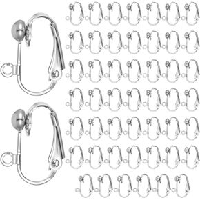 50 Pcs Clip-on Earrings Findings Easy Open Clip-On Earring Backs Non-Piercing Earrings Ear Clips Stainless Steel Clips On Earring Converter DIY Clipes for Jewelry Making Silver (16mm) in Kuwait