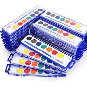 مجموعة ألوان مائية مكونة من 24 قطعة، مجموعة ألوان مائية مكونة من 8 ألوان مع فرش طلاء، طلاء قابل للغسل، لوازم فنية للفصول الدراسية والحفلات in Kuwait