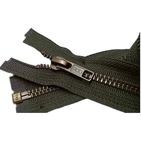 #5 Antique Brass Olive Green Medium Weight YKK Jacket Separating Zipper - Choose Your Length - Color: Olive Green #567 - Made in The United States (1 Zipper Per Pack) (27" Inches) in Saudi Arabia