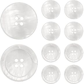 10 Pcs White Mother of Pearl Shell Buttons 1 inch Natural Mop White Buttons for Clothes 4 Hole Pearlized Shell Sewing Replacement Button for Sewing Crafts Clothes Shirts Suits Decorations (25mm) in Kuwait
