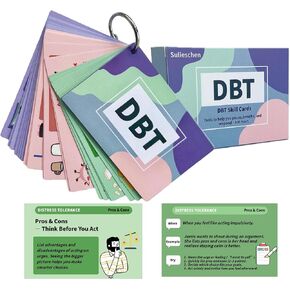 بطاقات تدريب مهارات DBT مع أمثلة إرشادية وخطوات تدريب - 28 قطعة من البطاقات التعليمية للتنظيم العاطفي | أدوات تخفيف التوتر والتكيف للعاملين في المكاتب والكبار in Kuwait
