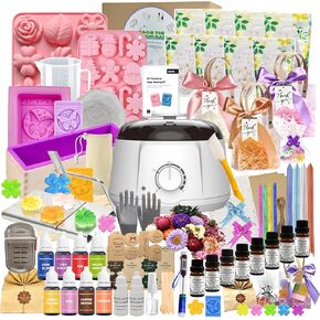 Geoynas128 PCS Soap Making Kit with 8 Strong Fragrances 20+ Silicone Molds Luxury Gift Set Crafts for Adults All-in-One DIY Soap Making Supplies with 4.4lb Soap Base, Melting Pot,Cutter, Goodie Bags in Saudi Arabia